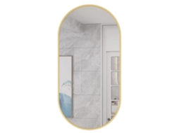 Espelho Oval 80x40cm Moldura Dourada Leobert
