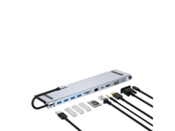 Lurelia Dock Usb-c 10 Em 1 Com 4k 30hz, 1080p, Hdmi, Vga, Rj45, Usb 3.0, Usb 2.0, Sd/tf, Pd 87w, Áudio 3,5 Mm