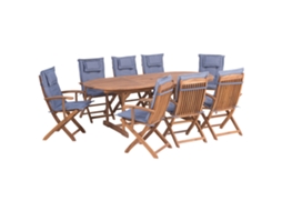 Conjunto De Refeição Com Cadeiras BELIANI Maui De Madeira De Acácia Azul 220x100x74