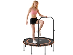 Cama Elástica De Ginástica Com Corrimão Ajustável, Cama Elástica Esportiva Para Uso Interno E Externo, Aço, Plástico, Laranja