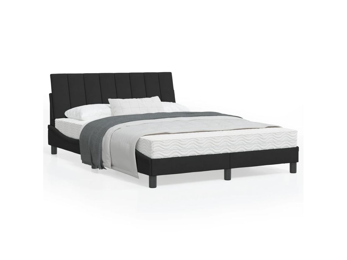 Vidaxl Cama Com Colchão Hanko 120x200 Cm Veludo Preto