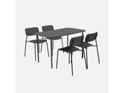 Conjunto De Jardim Com Mesa De Metal Com 4 Cadeiras, Antracite