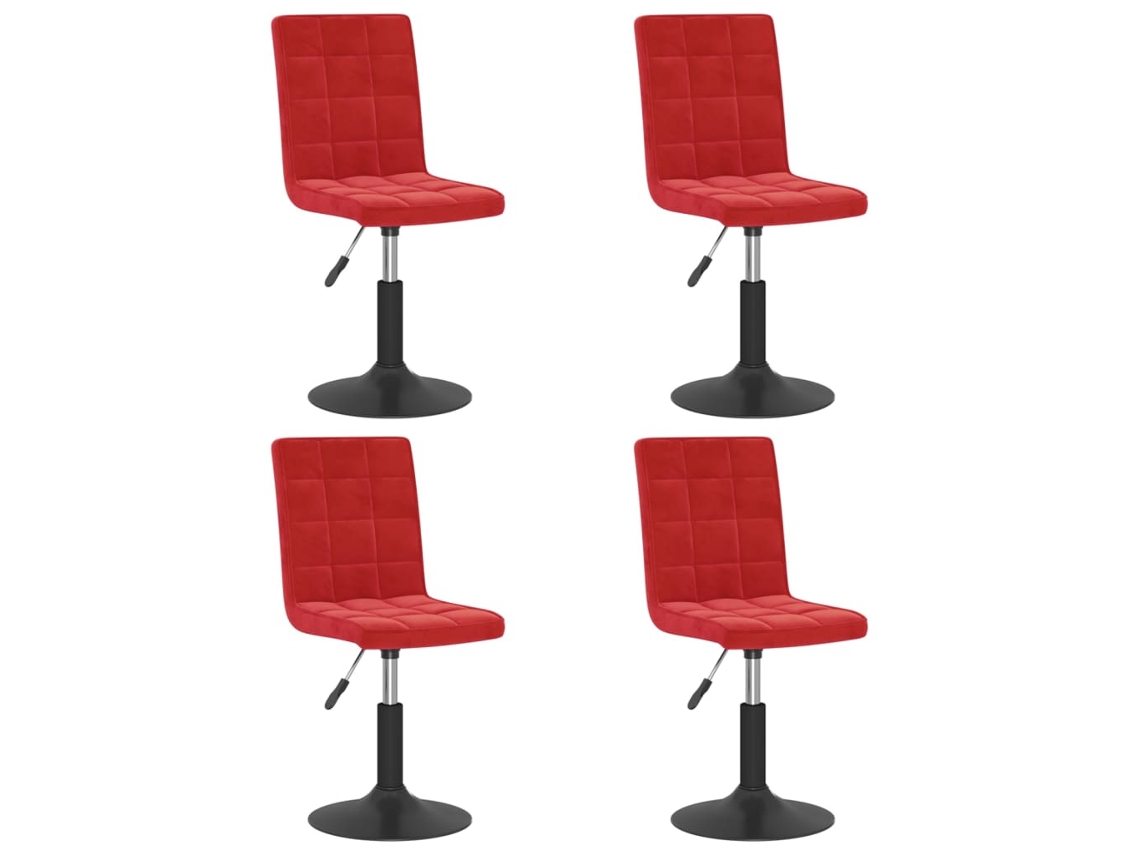 vidaXL Cadeiras de jantar giratórias 4 pcs veludo vermelho tinto