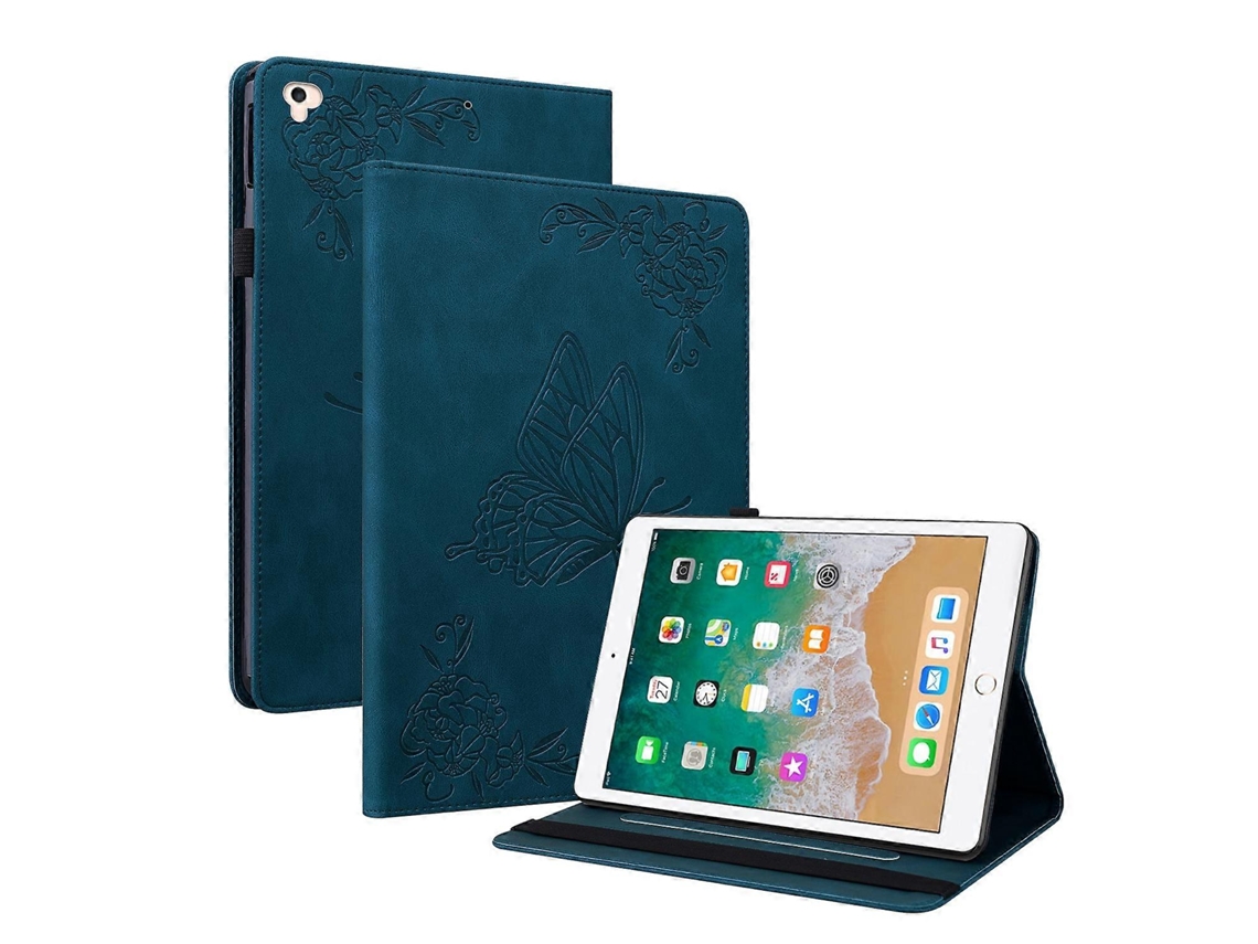 Capa de couro com estampa de borboleta e flor Webake para iPad 9,7 polegadas (2017/2018)