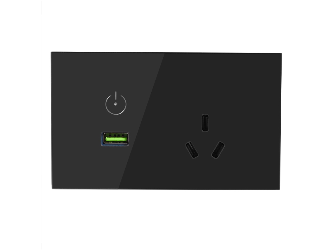 Tomada De Carregamento Usb De Parede (fonte De Alimentação De Três Furos, Interruptor De Toque)