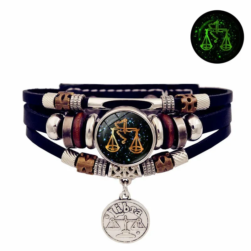 Pulseira Vintage Do Zodíaco Que Brilha No Escuro (libra)