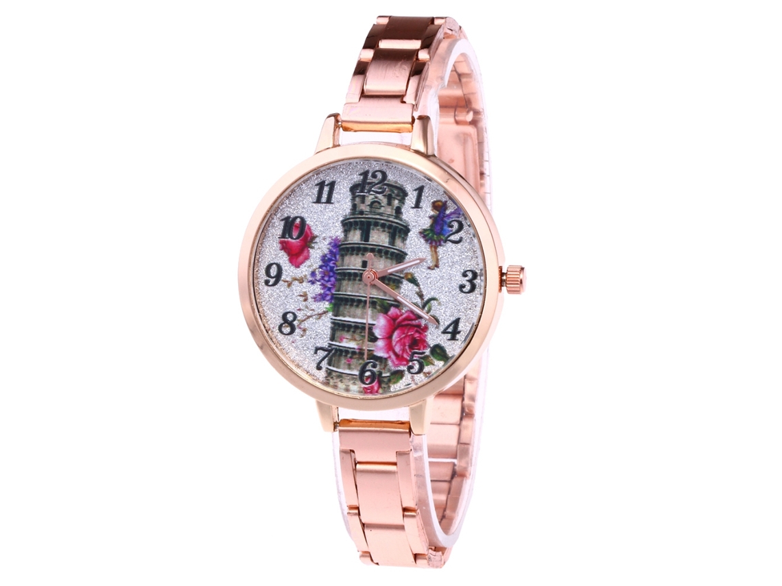 Reloj De Cuarzo Unisex Con Correa De Acero Casual Zhoulianfa (oro Rosa)