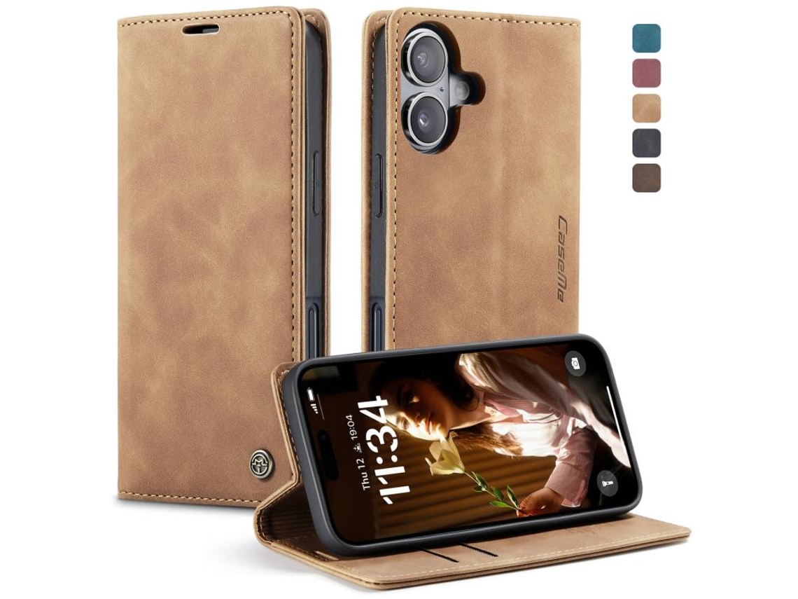 Capa Multifuncional Horizontal Flip Para Iphone 17 Em Couro.