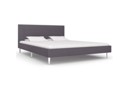 Estrutura Para Cama Sem Colchão 135x190 Cm Tecido Cinzento