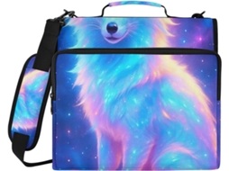 Pasta Organizadora Com Zíper, Resistente À Água, Com Estampa De Lobo Estiloso, Compartimento Laptop E 3 Argolas