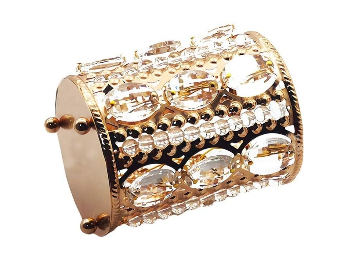 Organizador de Pincéis de Maquiagem com Cristal Redondo, Porta Lápis e Canetas, Estilo Luxuoso