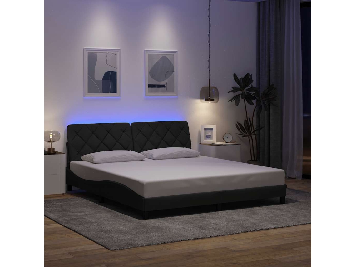 Vidaxl Estrutura De Cama Com Led Sem Colchão 180x200 Cm Tecido