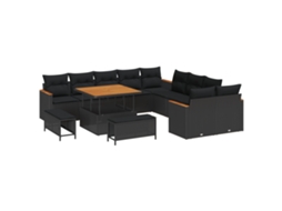 Conjunto 13 Sofá De Jardim Vidaxl Preto Vime Pe (100 X 100 X 71 Cm)