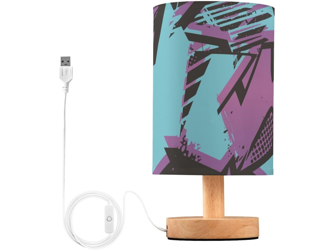 Luminária De Cabeceira Geométrica Urbana Frodotgv Com Padrão Abstrato Caótico Para Crianças, Com Porta Usb Para Leitura