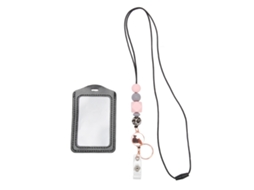 Cordón Lanyard De Silicona Com Porta Cartão Retrátil Para Estudantes E Trabalhadores Rosa
