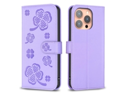 Capa Para Iphone 15 Pro Pele Sintética Roxo