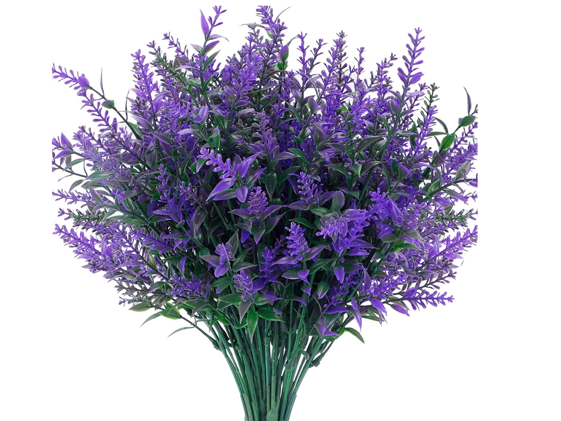 Buquê Artificial de Lavanda para Exterior, Resistente Aos Raios Uv, em Plástico, para Decoração de Casa, Jardim e Varanda AQUAFORGE (roxo)
