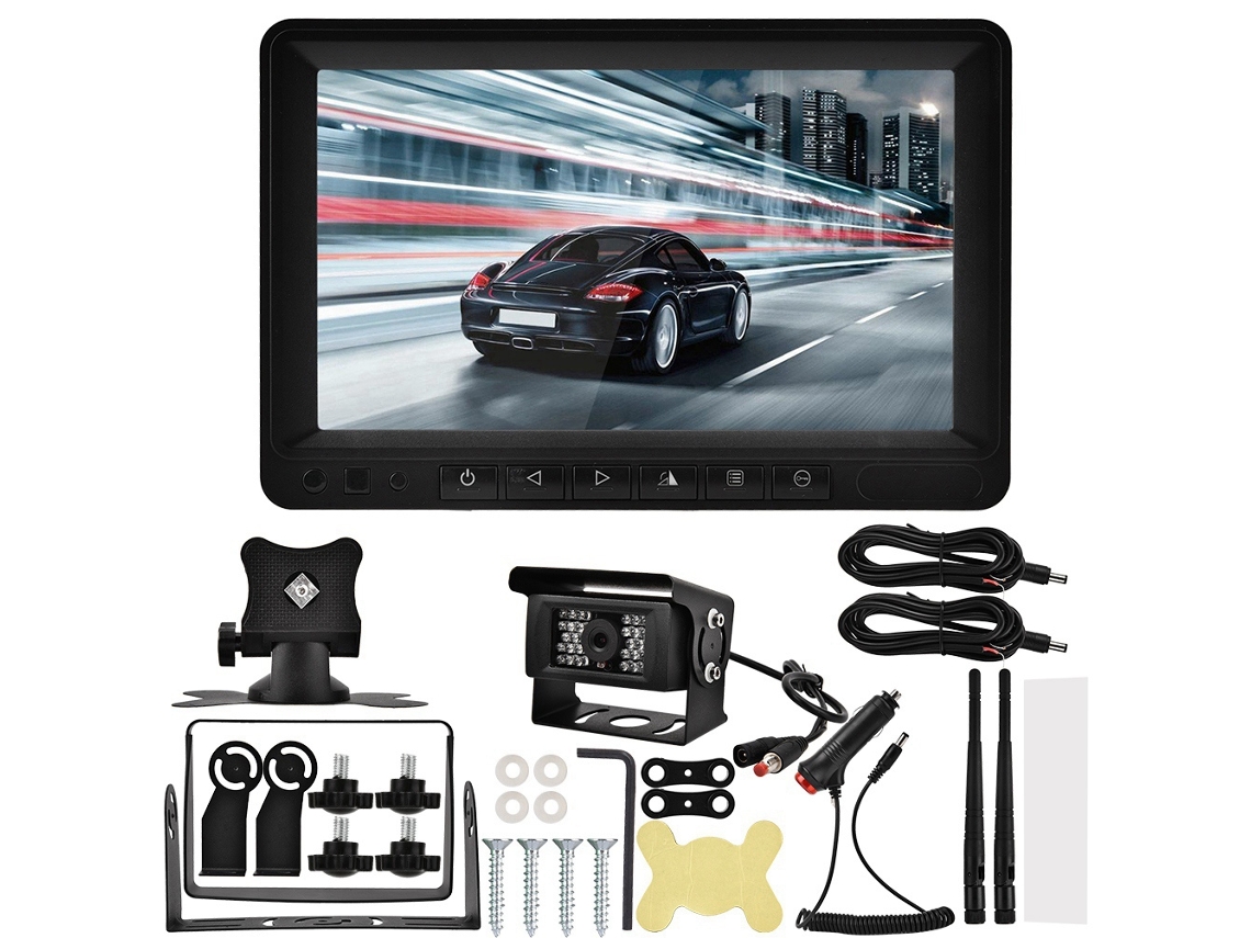 Kit De Câmera De Ré Digital Sem Fio De 7 Polegadas (visão Noturna Hd, Impermeável, Suporta Até 4 Câmeras)