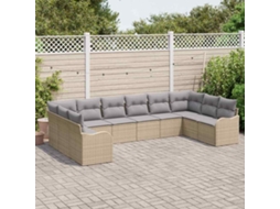 Vidaxl Conjunto De Sofá De Jardim 10 Unid. Bege E Cinzento Claro