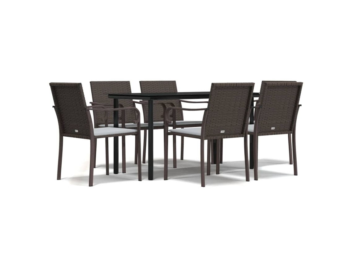 Garden Dining Set, Garden Dining Sets Vidaxl Marrom Rattan / Vime (140 Cm Table Length)