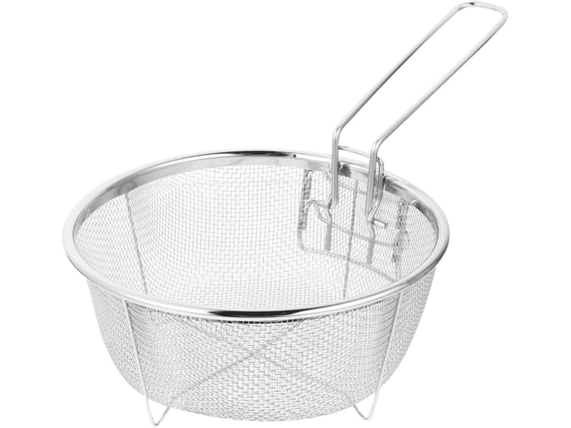 Cesto De Fritura Em Aço Inoxidável, De Redondo Em Malha De Arame Com Cabo Dobrável, Acessório Funcional Para Uso Doméstico E Cozinha