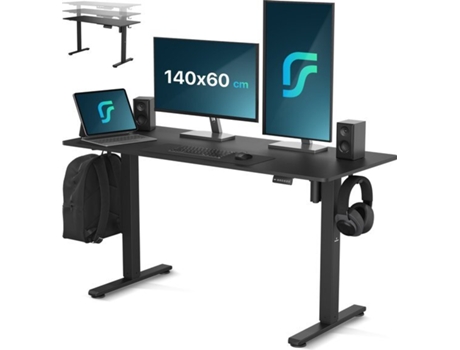 Mesa Flowsense Sit Stand Mesa Gamer Elã©trica Ajustã¡vel Inclui Suporte Para Fone De Ouvido E Gerenciamento De Cabos 140 X 60 Cm Preta Mirlux