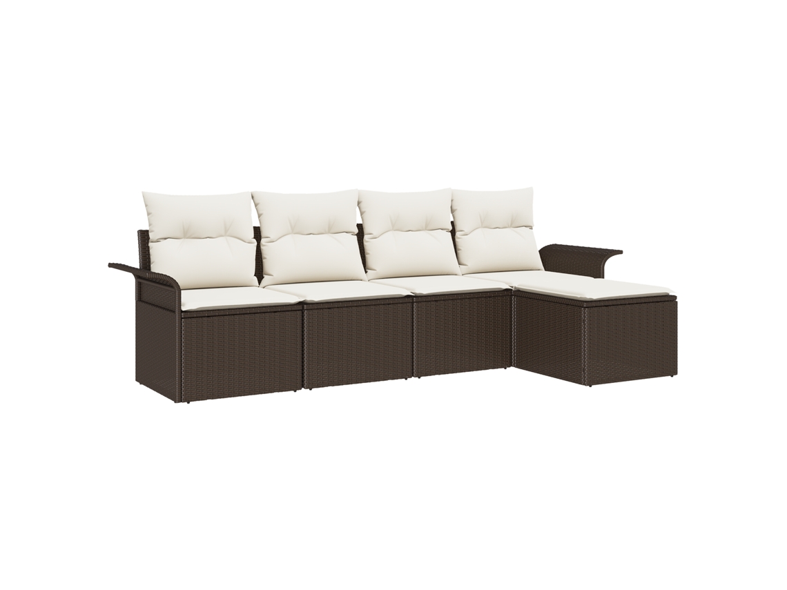 Conjunto 5 Móveis De Jardim Vidaxl Castanho Vime Pe (251 X 117 X 69 Cm)