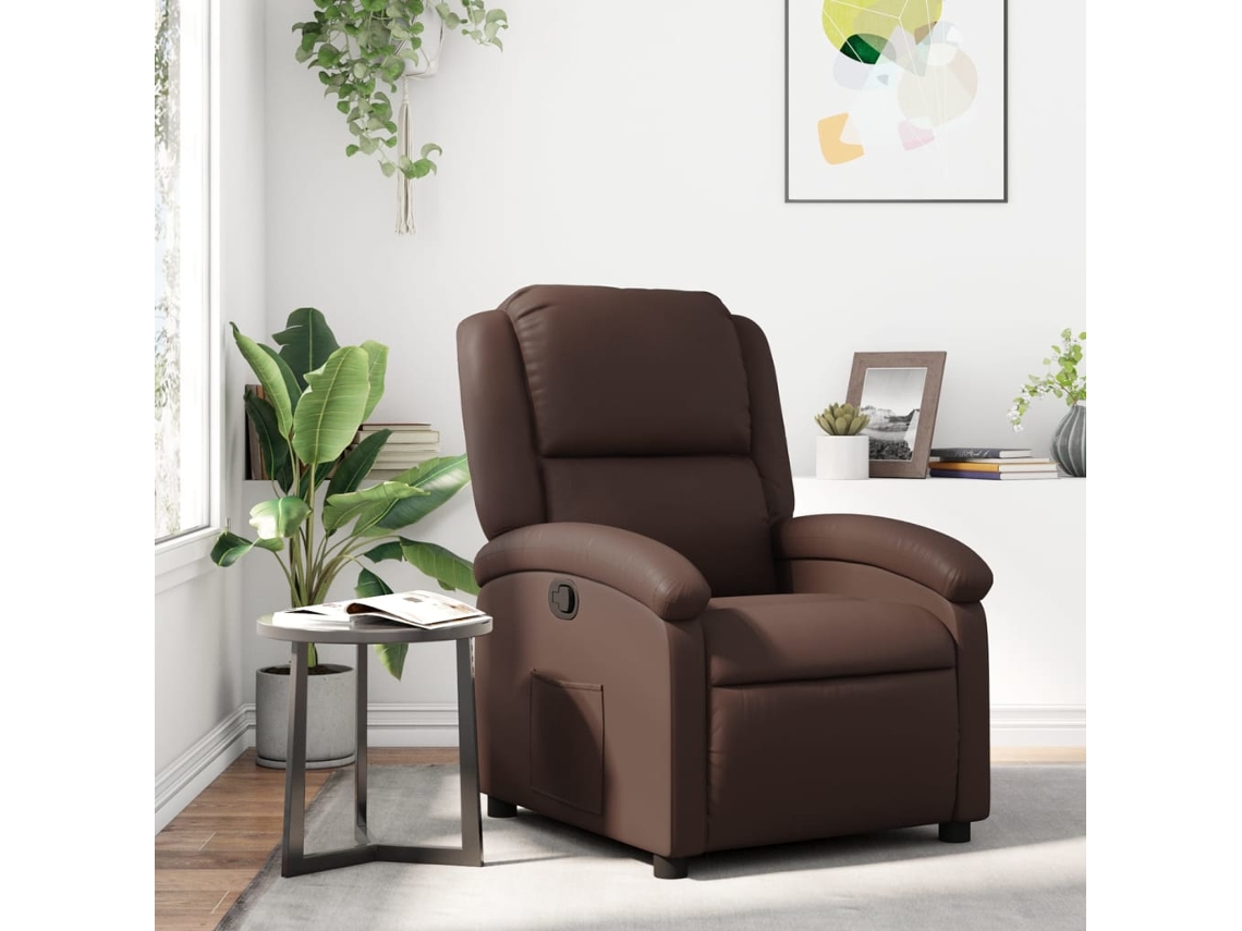 Vidaxl Poltrona Reclinável Couro Artificial Castanho