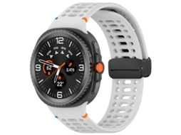 Bracelete Para Samsung Galaxy Watch 8 / 8 Classic - Silicone Com Fivela Magnética Preta - Cinza Claro