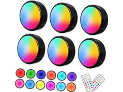 Conjunto de 6 lâmpadas LED noturnas para guarda-roupa com controle.