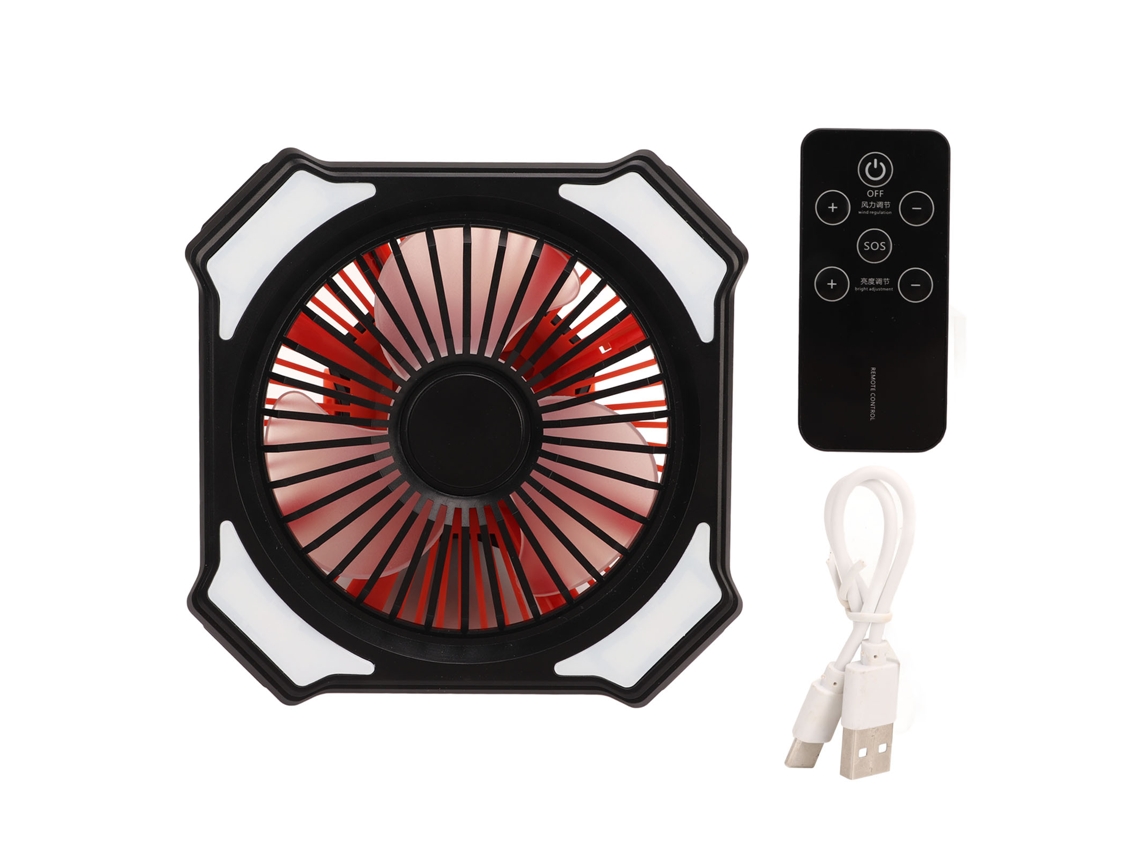 Ventilador de Camping com Lanterna Led Recarregável Controle Remoto