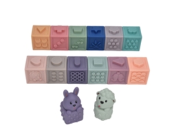 Mali 14 Blocos Macios para Bebês com Animais Brinquedos de Pilha e Pressão 6m+