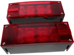 Conjunto de 2 lanternas traseiras LED para uso em reboques, caminhões e barcos.