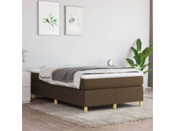 Cama Com Molas/colchão 120x200 Cm Tecido Castanho-escuro