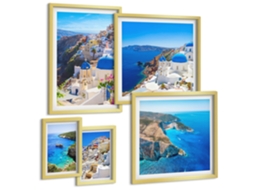 Conjunto De Pinturas Ilhas Gregas Cúpulas Azuis Espelharte (5 Peças)
