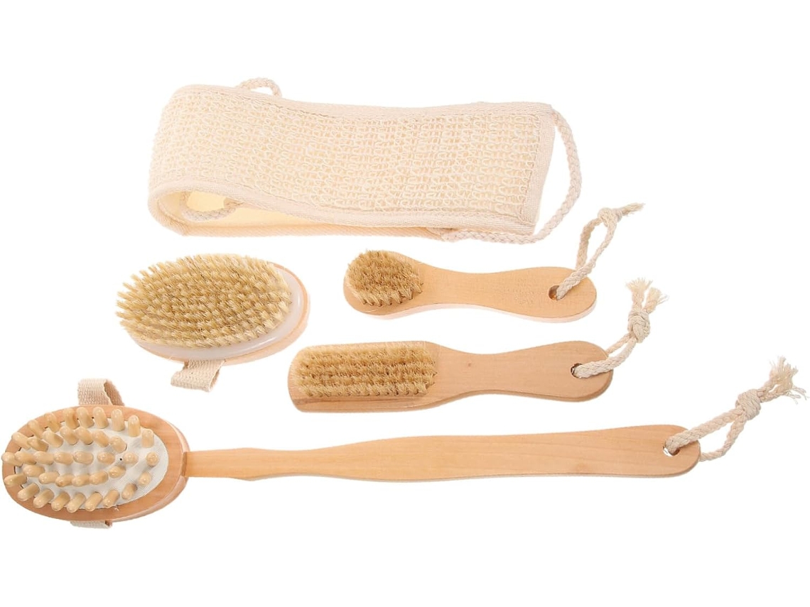 Conjunto De 5 Peças Nolitoy Com Escova E Bucha Esfoliante Para Uma Esfoliação Suave Das Costas, Com Cabos Longos, Para