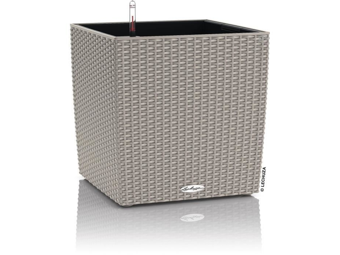 Vaso de flores LECHUZA Cube Cottage 50 - conjunto completo, marrom areia