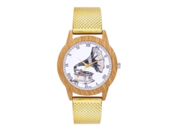 Reloj Cuarzo Unisex Pulsera Silicona Patrón Fonógrafo Vintage Oro Zhoulianfa