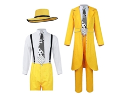 Traje de Cosplay Jim Carrey The Mask Traje Amarelo para Homem Uniforme Outfit Tamanho 2xl 2xl