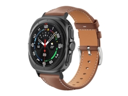Bracelete Couro Fino com Textura de Tubarão Café para Samsung Galaxy Watch Ultra XIAOMOYU (47mm)