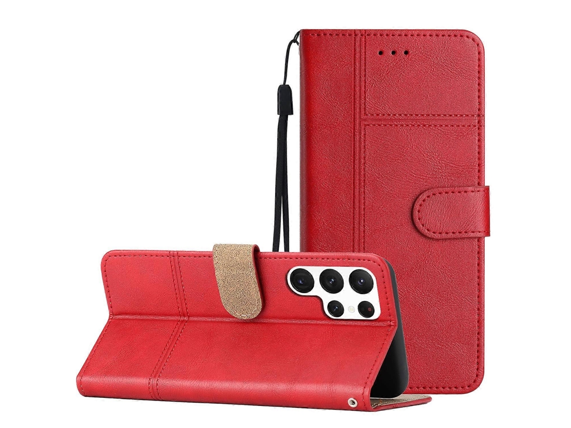 Capa Para Samsung Galaxy S23 Ultra 5g Em Couro Com Textura De Couro Bovino, Estilo Executivo.