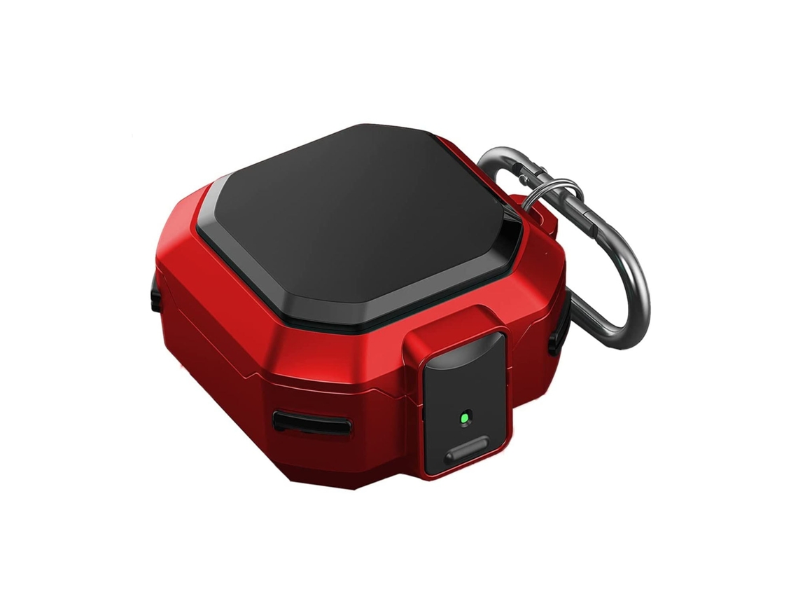 Capa Zruxe Para Samsung Galaxy Buds 2/pro/live Pc Rigido Preto/vermelho (fecho De Seguranca, Protecao Militar)