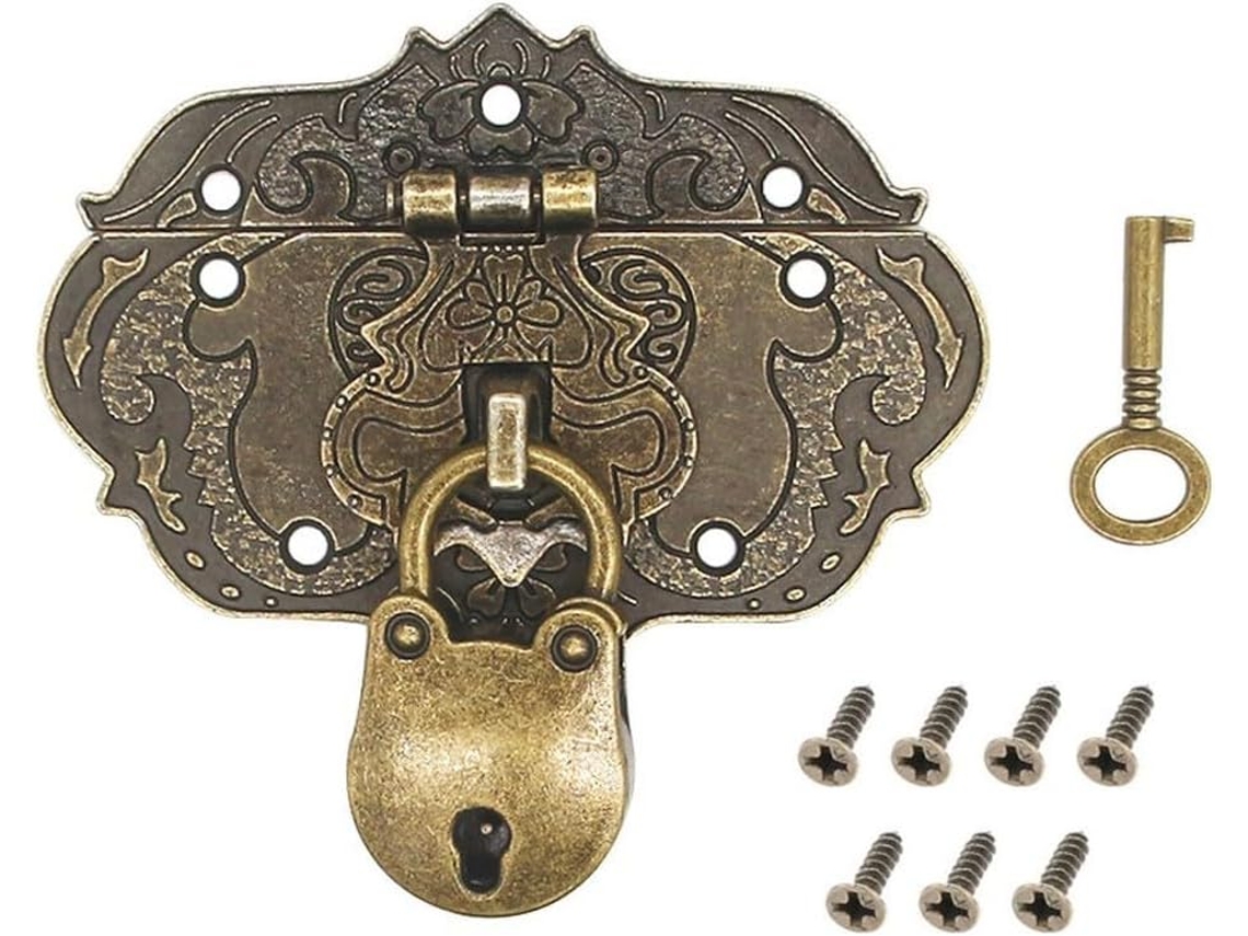 Cadeado Antigo Em Liga De Zinco Com Trinco Para Móveis, Baús, Clássico Bronze, 7, 6x 5, 6cm 3, 0x 2, 2 Polegadas, Ideal