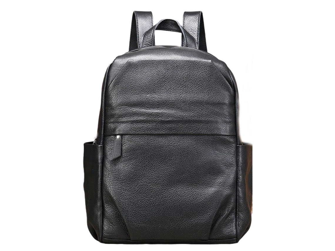 Mochila de Viagem de Negócios Mochila de Grande Capacidade Mochila de Couro Genuíno para Laptop-561 Preta