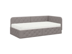 Estrutura de Cama de Canto Cinzento Acastanhado com Tecido MAISON EXCLUSIVE 100x200 cm