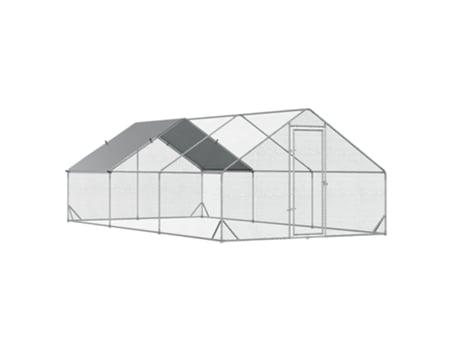 Galinheiro Pawhut, 3 X 6 X 2 M, Galinheiro Externo Xxl Com Sombra, Telhado, Para 12 A 18 Galinhas, Patos, Coelhos, Aço Quenty