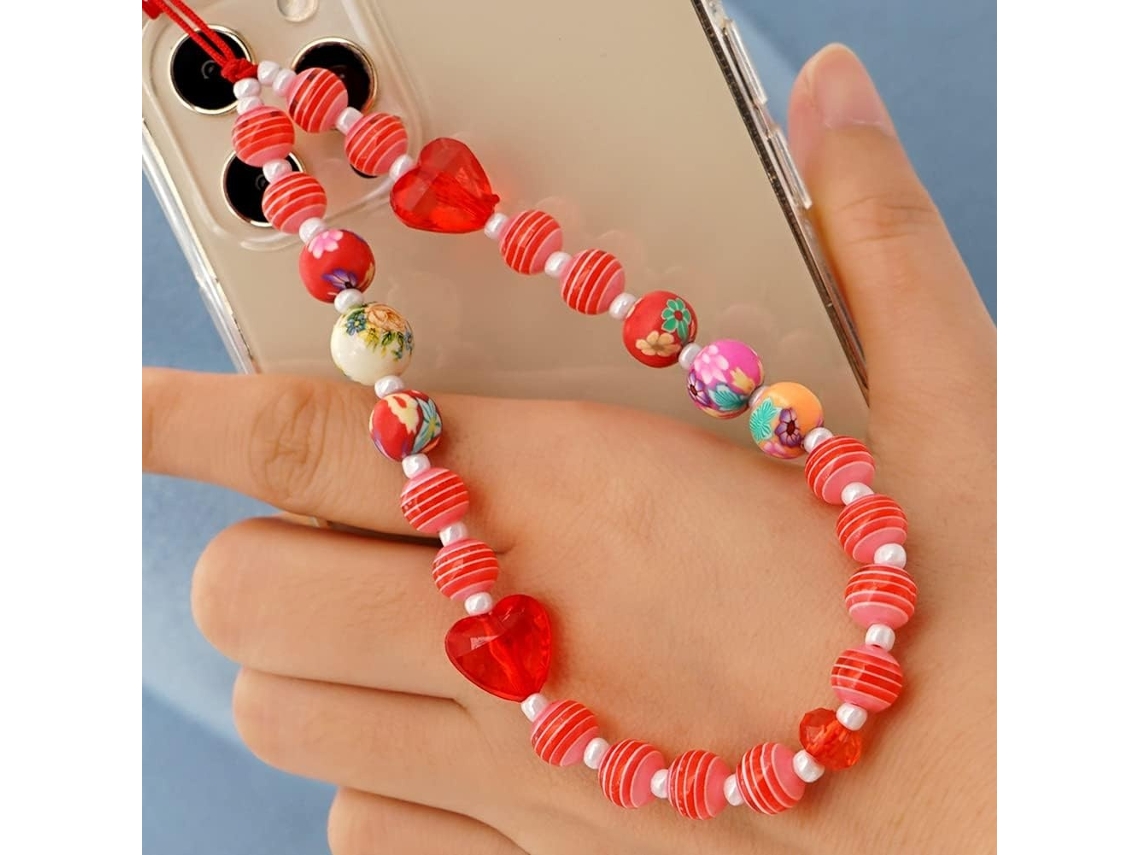 Lurelia Cordão Para Telemóvel Anti-perda De Pulso Para Pescoço Com Pérolas Com Cristais