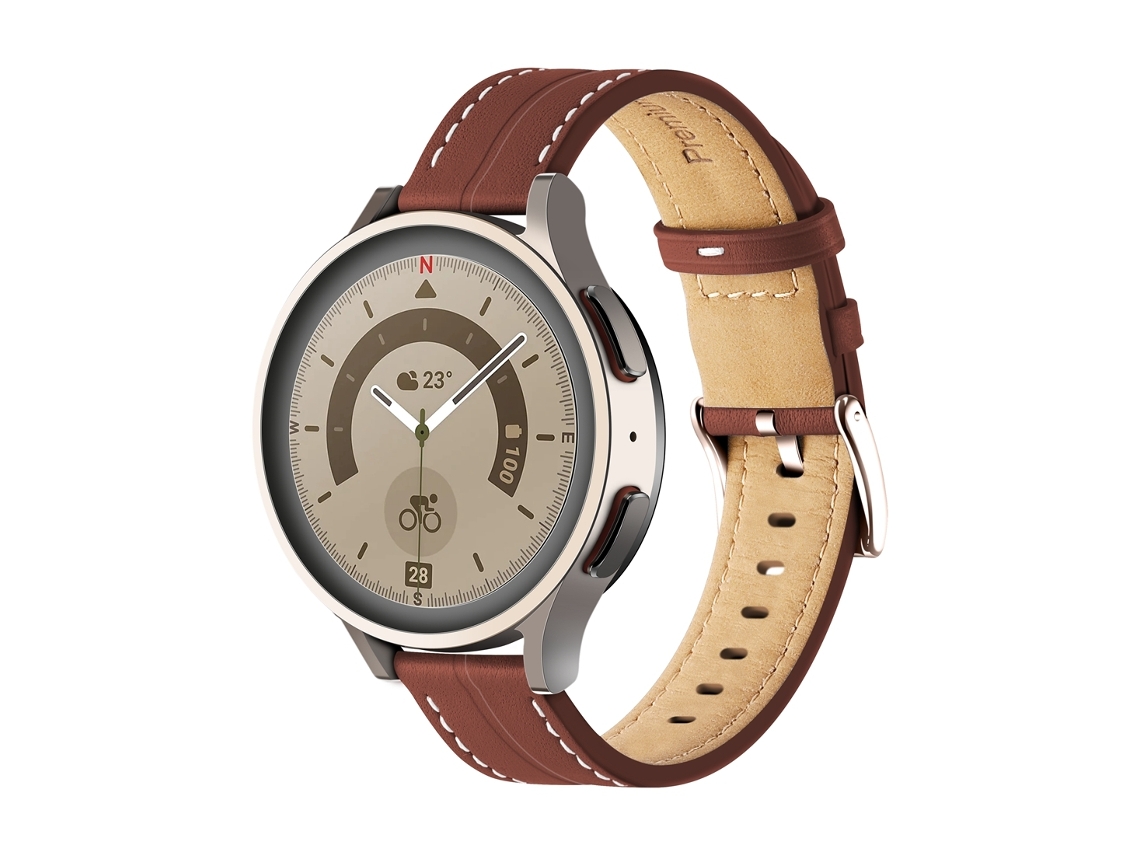 Bracelete para Smartwatch de couro canelado incomum de 22 mm (marrom)