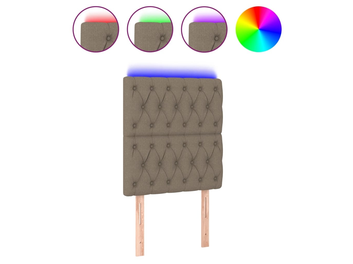Led Headboard, Led Headboards Vidaxl Cinzento-acastanhado Tecido (80 X 7 X 118/128 Cm)