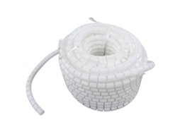 Organizador de cabos espiral flexível com proteção para mangueira PE branca de 28 mm e 40 metros